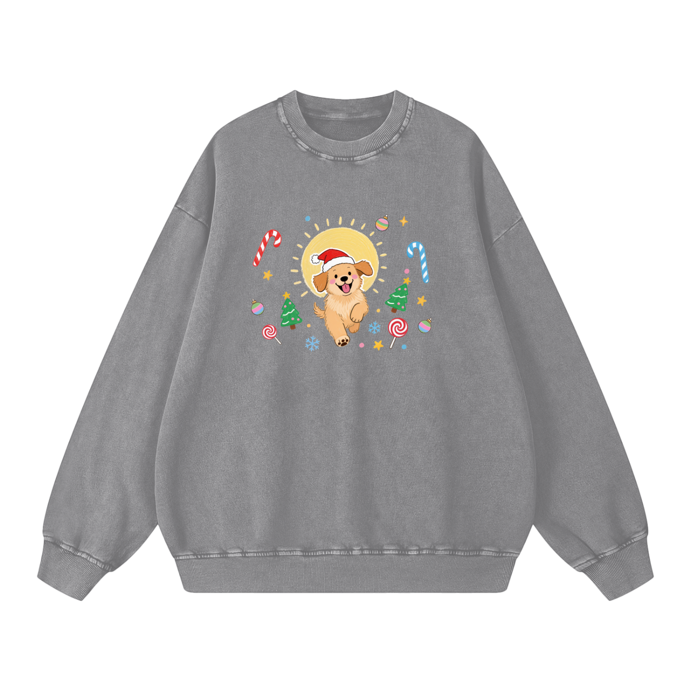 Golden Jingle Pup | Snow Washed Oversized Sweatshirt
